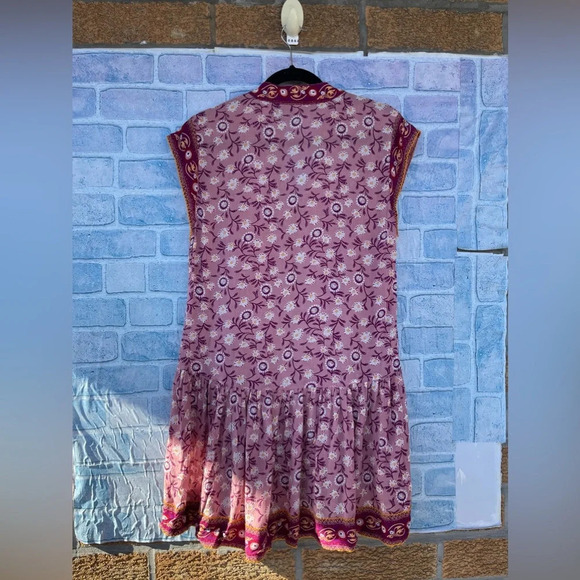Poupette St.Barth Amora Drop Waist Mini Dress in pink/Purple Margot small - Picture 8 of 12